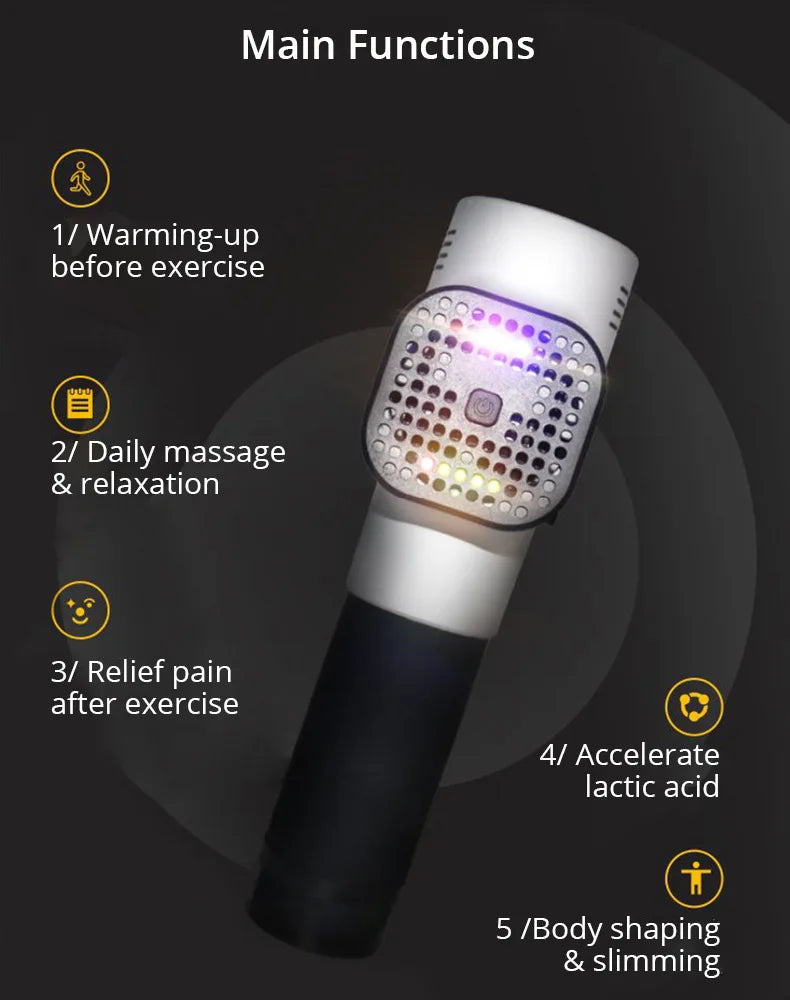 Silver Handheld Massage Gun with Multiple Speed Settings