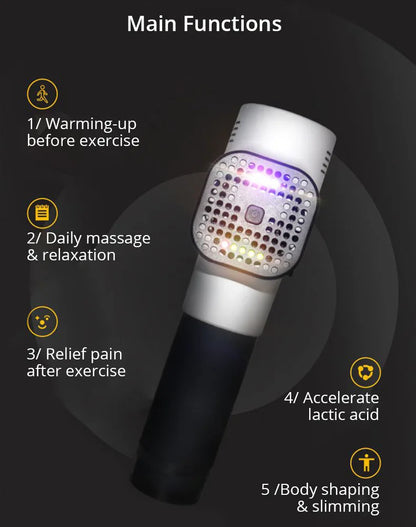 Silver Handheld Massage Gun with Multiple Speed Settings