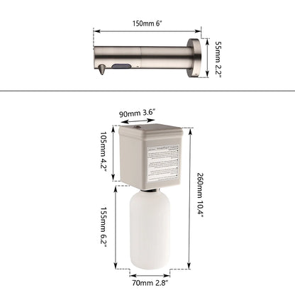 Smart Sensor Soap Dispenser 500ml Wall Mounted Nickel Brushed