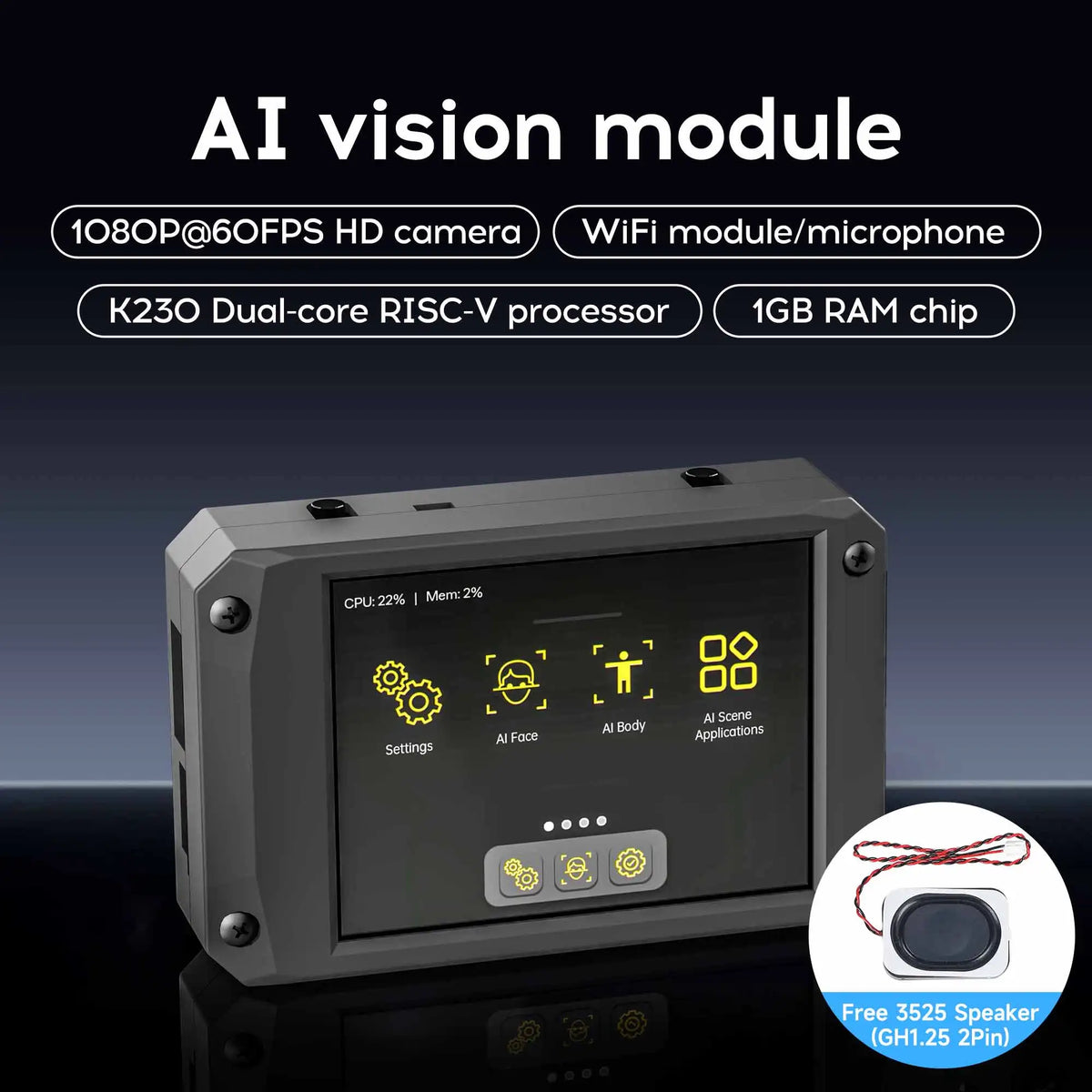 AI Camera Module with 2.4-Inch HD Touchscreen