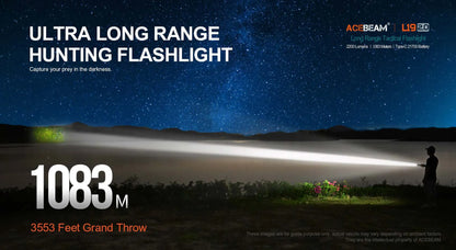 Hunting Flashlight 2200LM 1520m Long-Range Rechargeable LED
