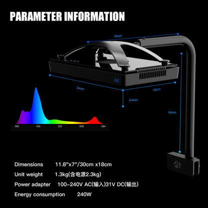 A8se II Max LED Reef Light Aquarium with Bracket