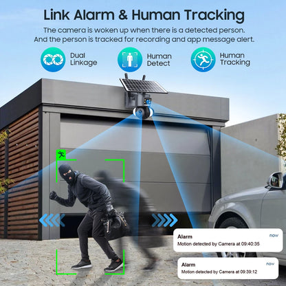 4G Solar Security Camera 8MP 4K Outdoor PTZ 128GB