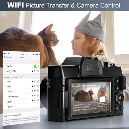 Compact 4K Camera with 48MP and WiFi Features