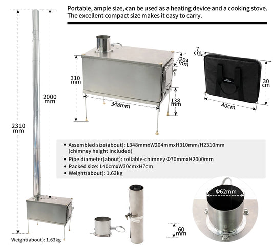Foldable Titanium Wood-Burning Stove Lightweight and Portable