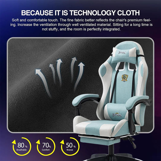 Racing Style Leather Gaming Chair with Adjustable Footrest