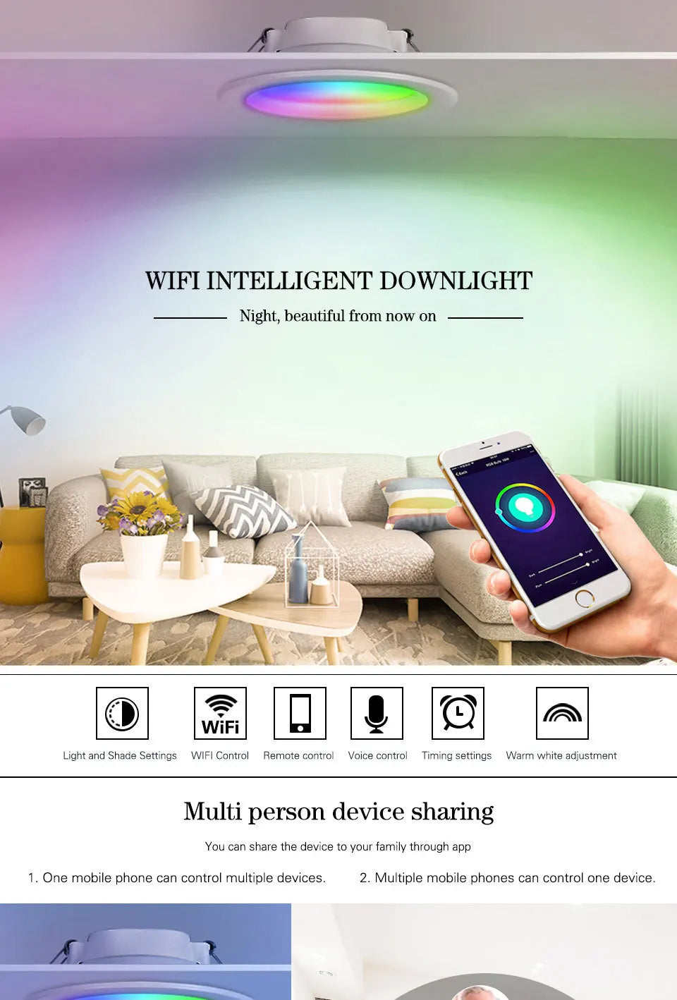 WiFi RGB 12W Downlights 115-135mm 4 Pack