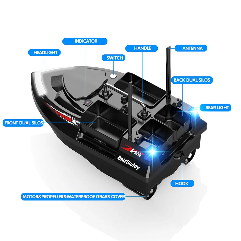 Dual Battery Bait Boat 5200mAh x2 500M