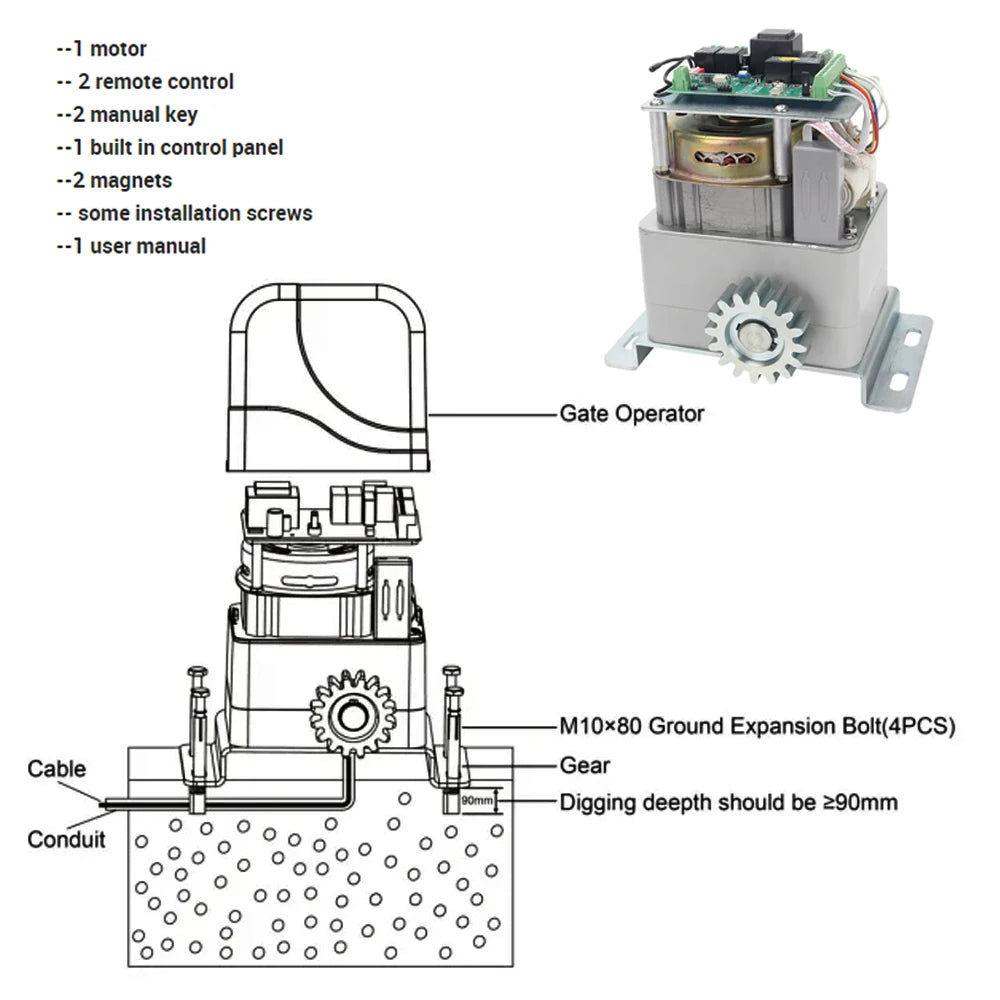 Smart Sliding Gate Opener Kit with Vehicle Sensor