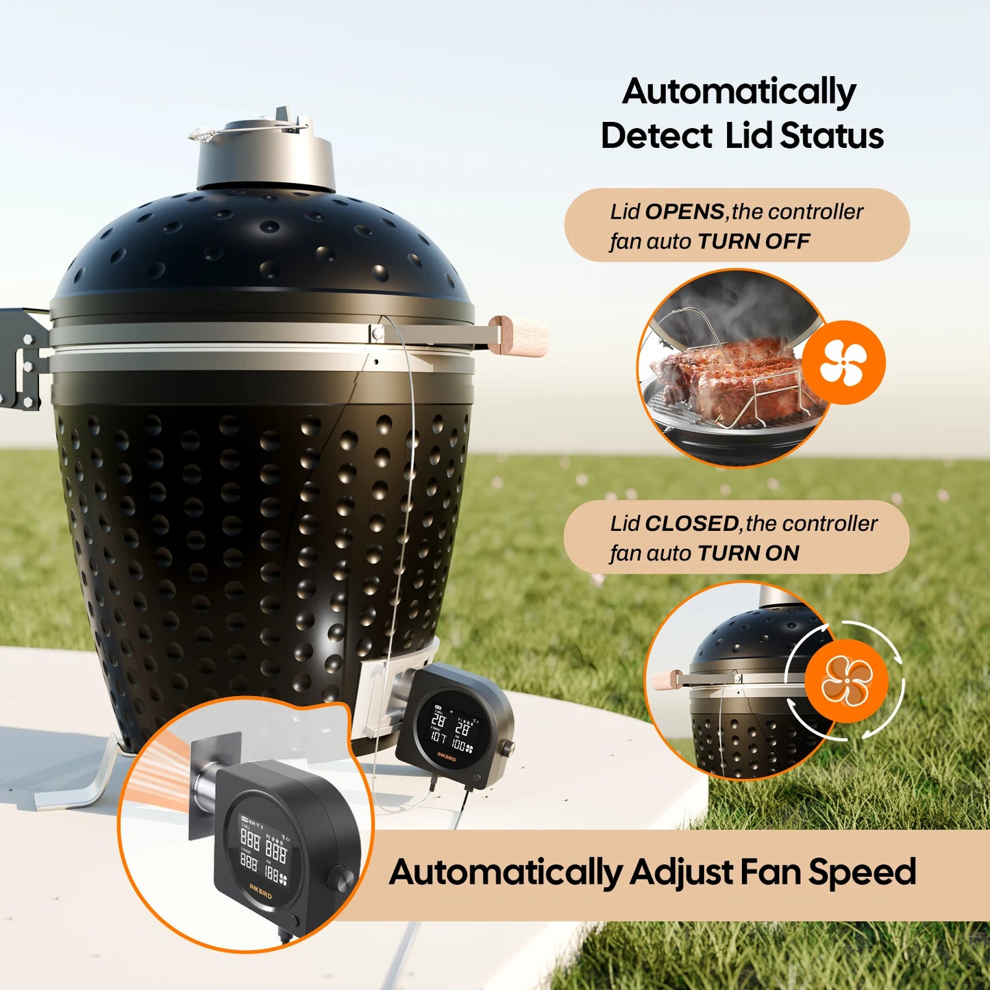 Wireless Grill Temperature Controller 5-Probe Smoker Fan System