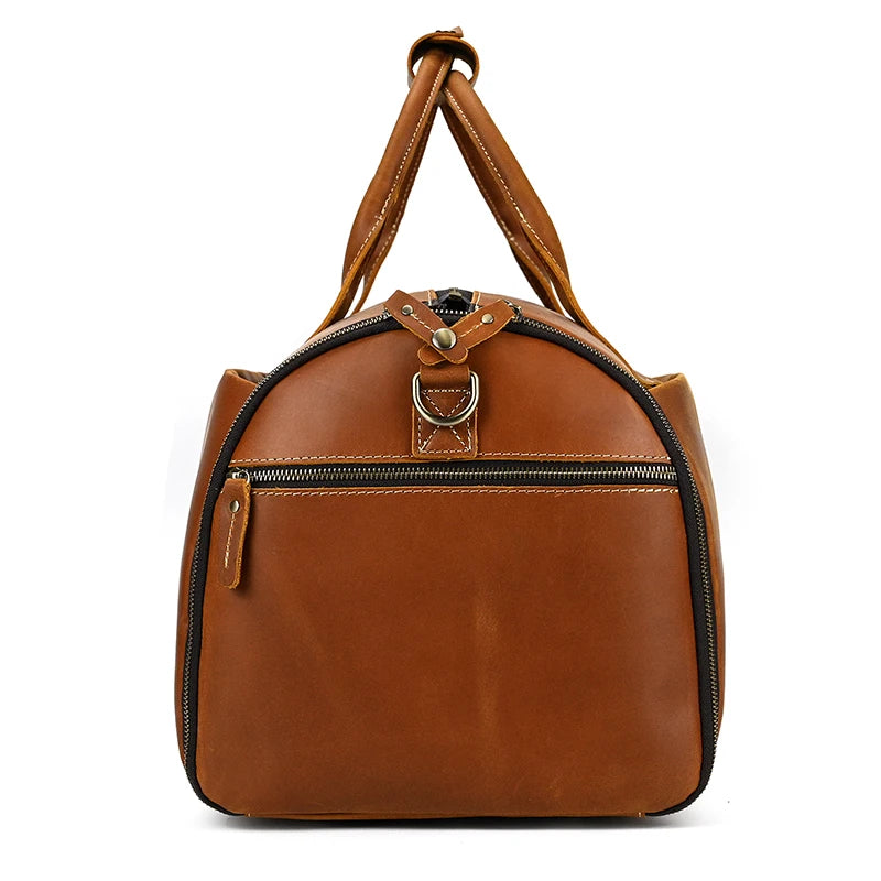Business Leather Suit Bag with Organizer Brown
