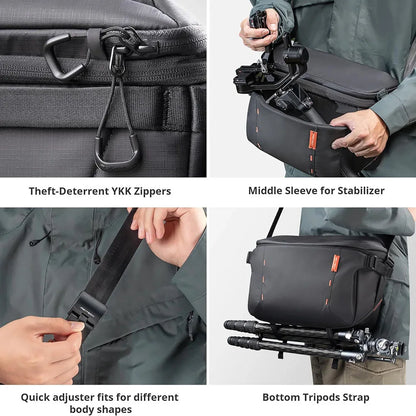 11L Camera Sling Bag Waterproof Crossbody for DSLR Black