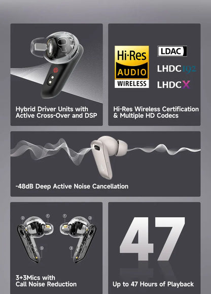 True Wireless Earbuds with Hybrid ANC and Hi-Res Sound