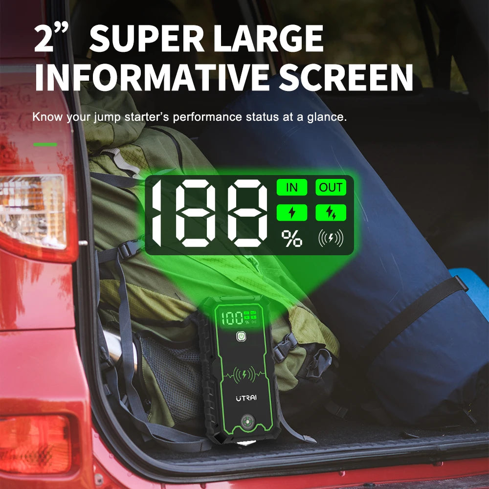 Portable 4000A Car Jump Starter 16000mAh Wireless Charging
