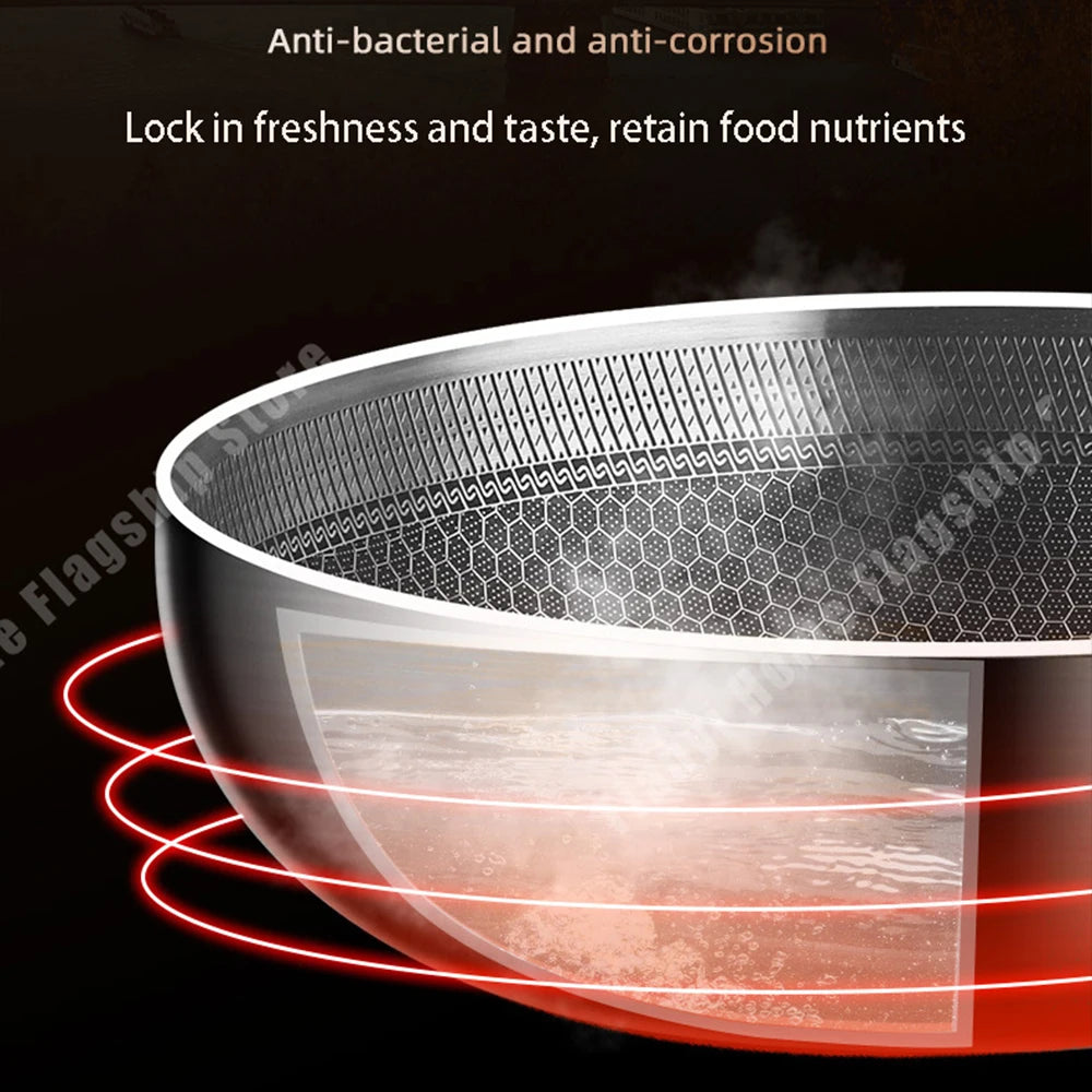 28cm 316 Stainless Steel Honeycomb Non-Stick Frying Pan