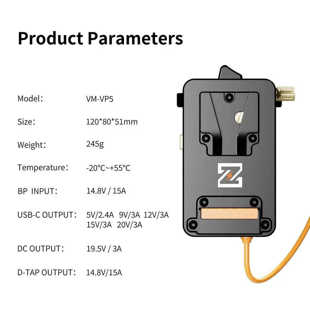 V-Mount Battery Plate Hot Swap USB-C PD D-Tap FX6