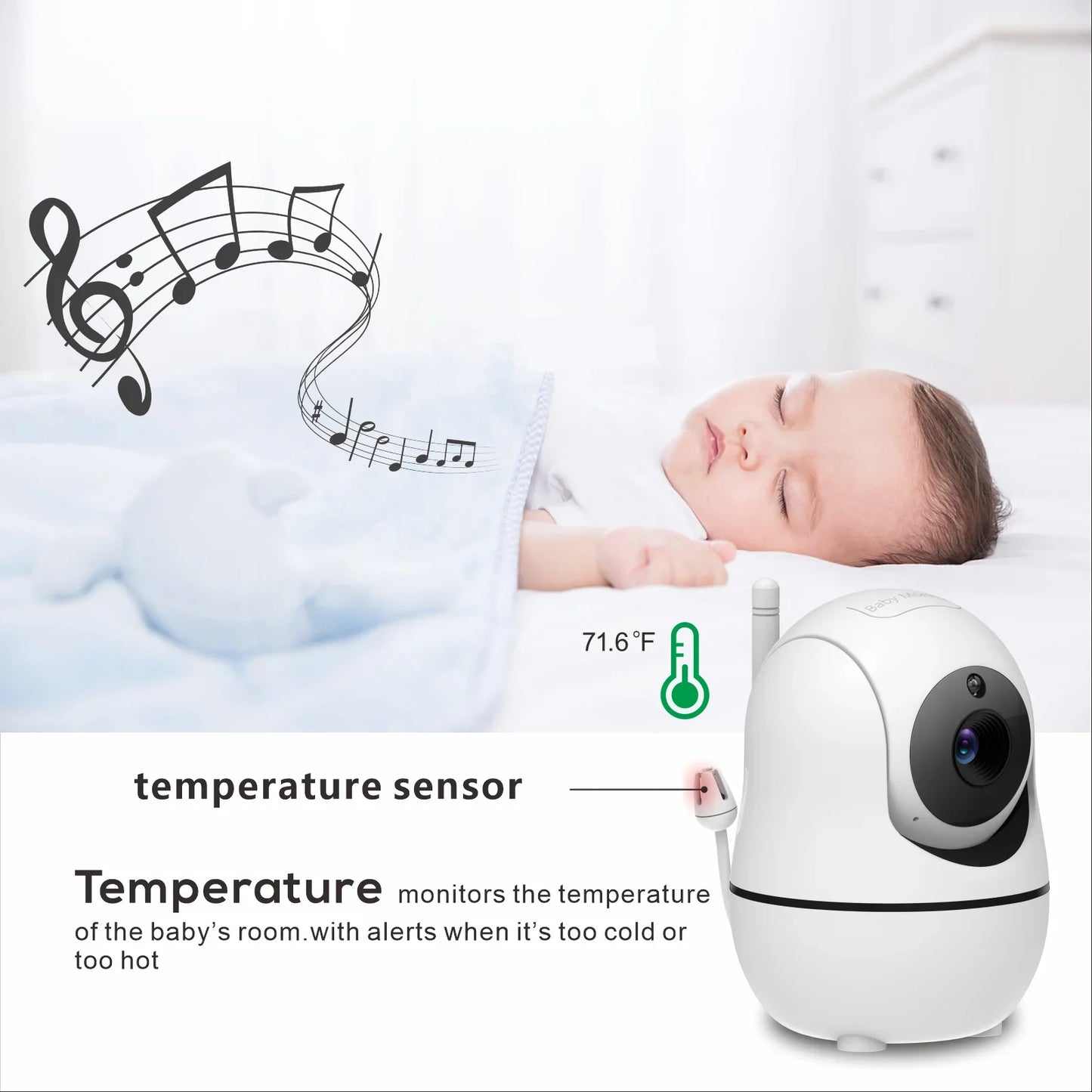 Portable 5" Baby Monitor 4X Zoom Night Vision