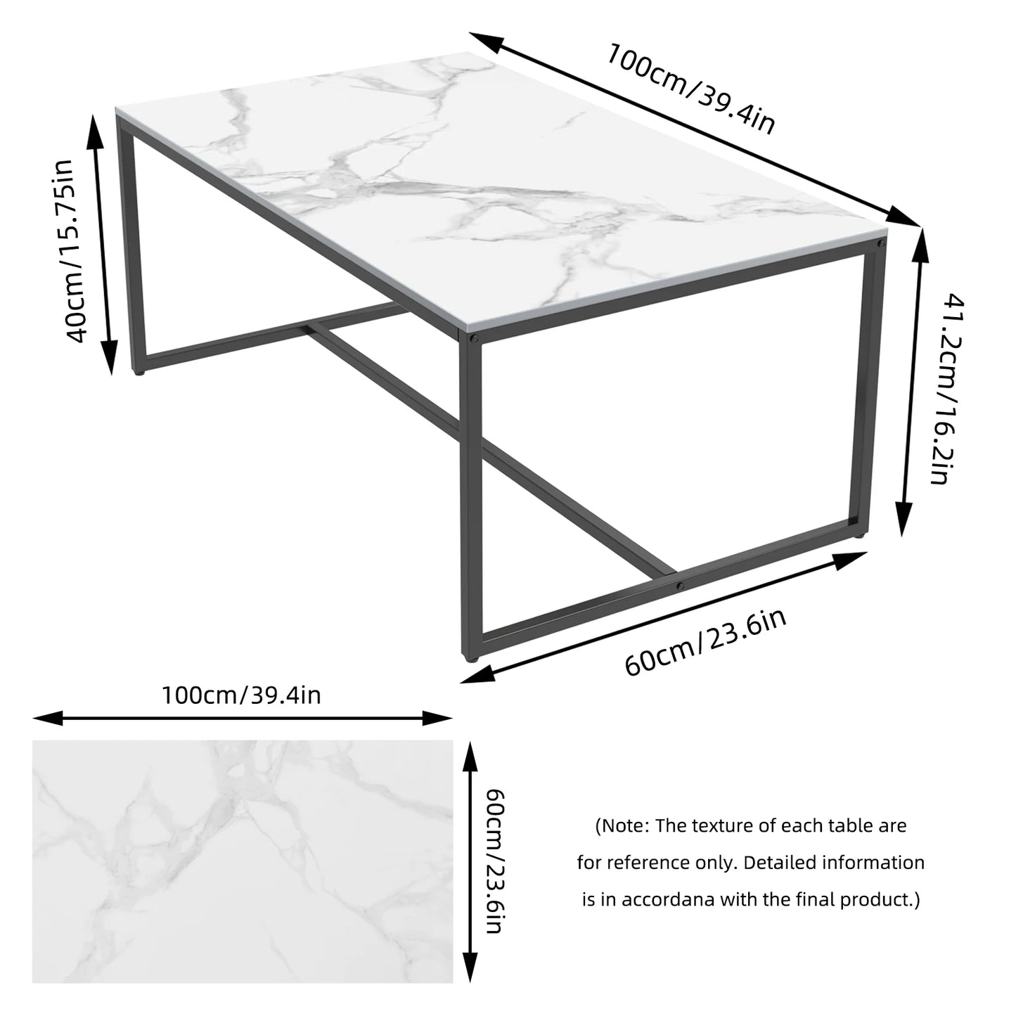 Modern White Rectangular Coffee Table for Living Room