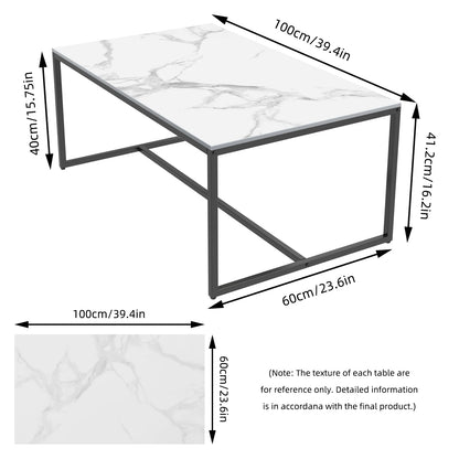 Modern White Rectangular Coffee Table for Living Room