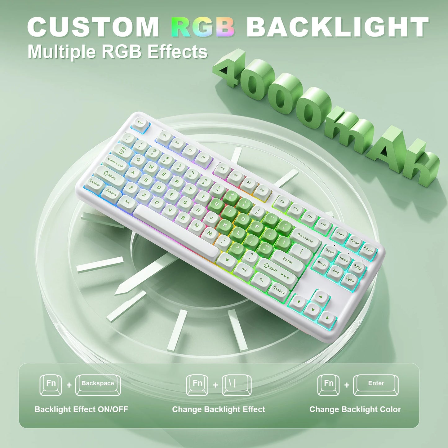 Custom RGB Wireless Mechanical Keyboard with Wrist Rest