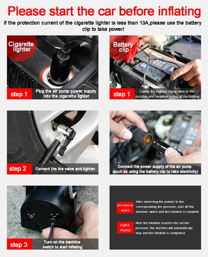 Portable 12V/220V Car & Motorcycle Tyre Inflator