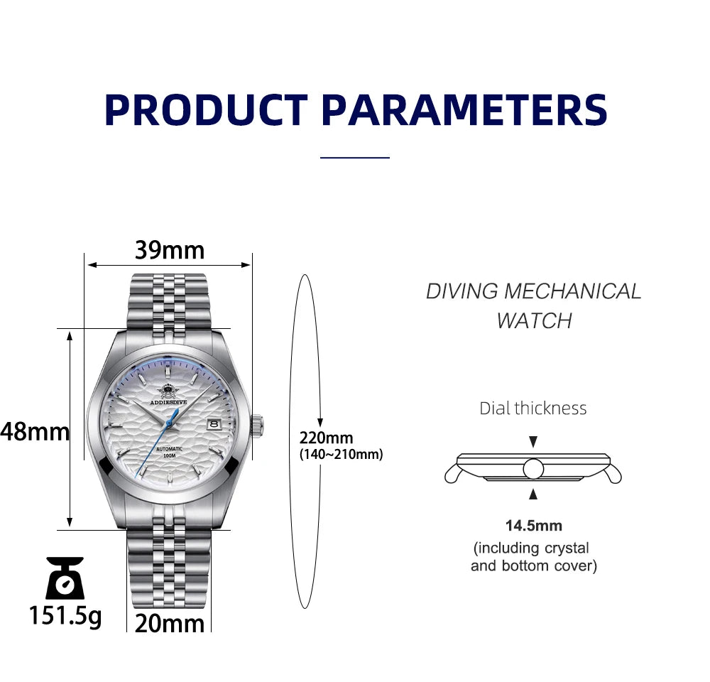 Silver Luminous Business Mechanical Watch Blue Face