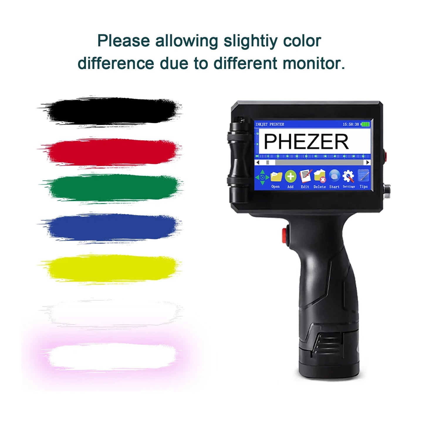 Handheld Inkjet Printer 12.7mm Date Code QR Logo Printing