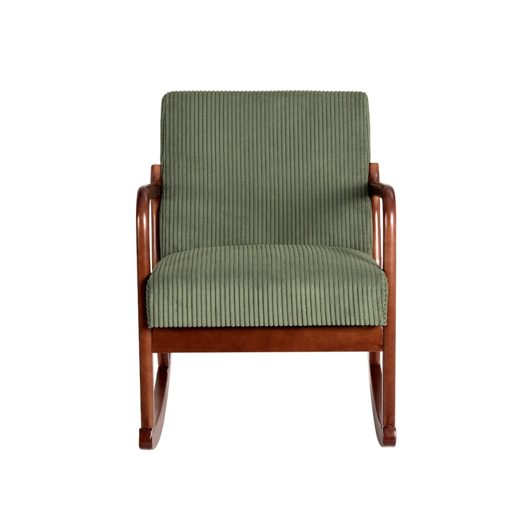 Modern Rocking Armchair with Corduroy Upholstery