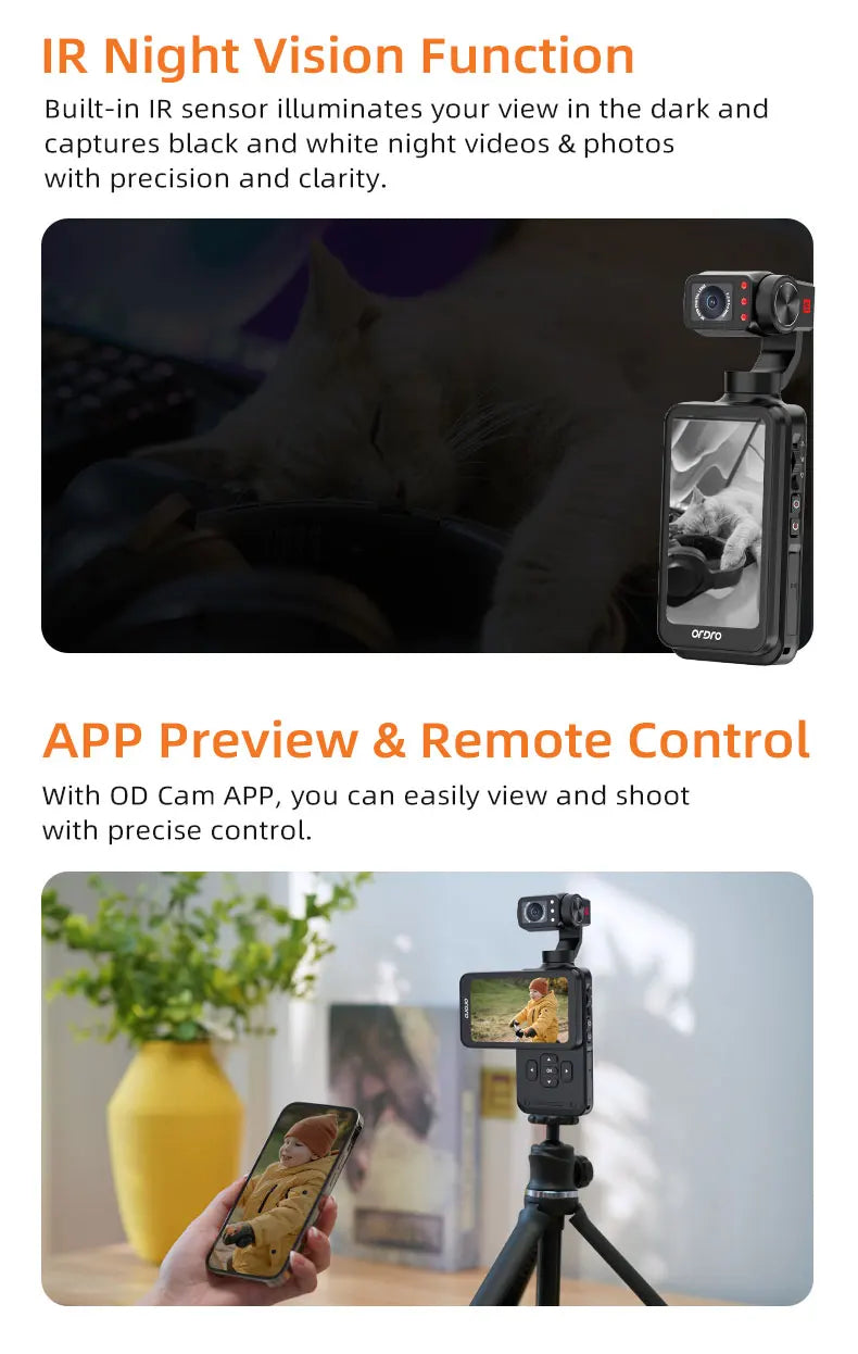 4K Pocket Action Camera with 3-Axis Gimbal & 64GB