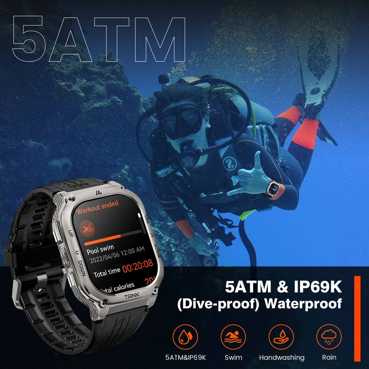 AMOLED Smartwatch with Strap Waterproof Fitness Watch