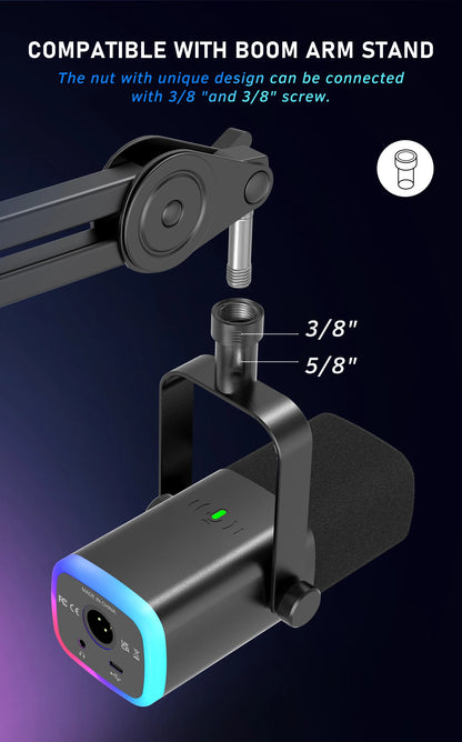 Black Dynamic USB XLR Microphone