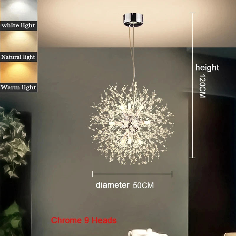 50cm Chrome Fireball LED Pendant Light for Bedroom