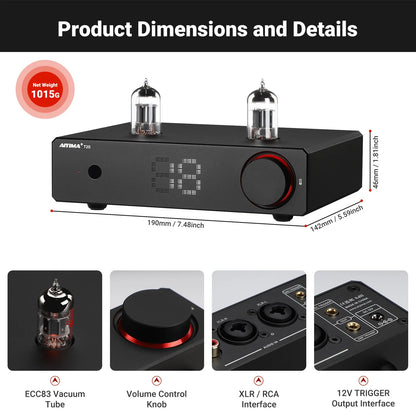 Fully Balanced Stereo Tube Preamp with ECC83 Valve and DAC