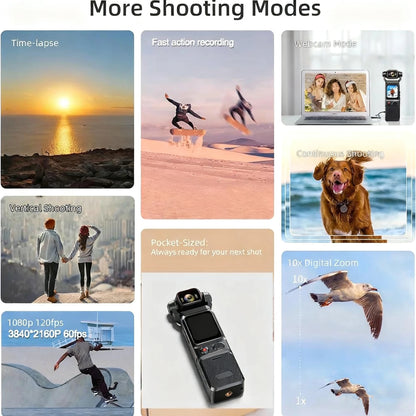 4K Touchscreen Pocket Camera with Stand and 128GB Card