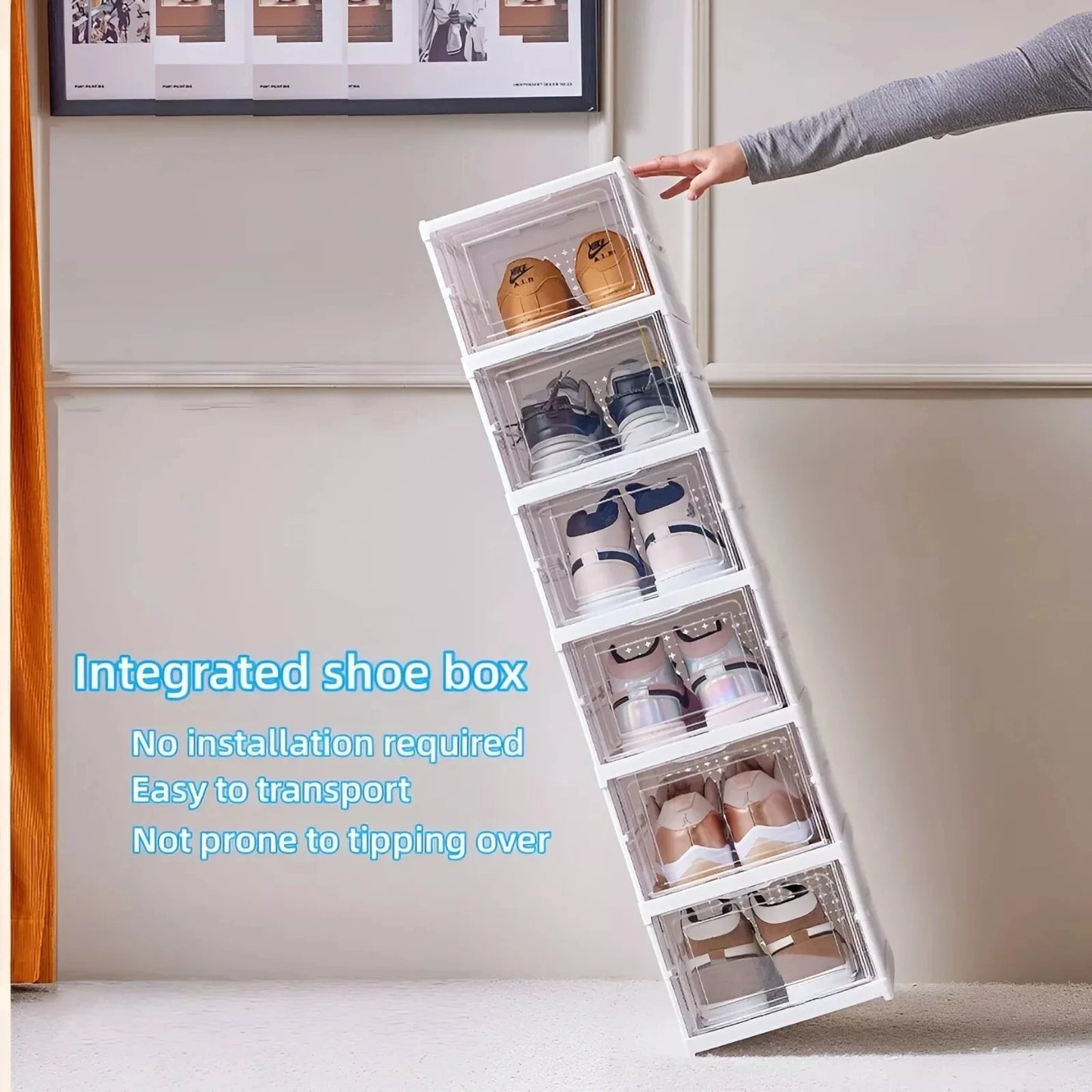 Foldable 6-Layer Shoe Cabinet with Transparent Front Panel