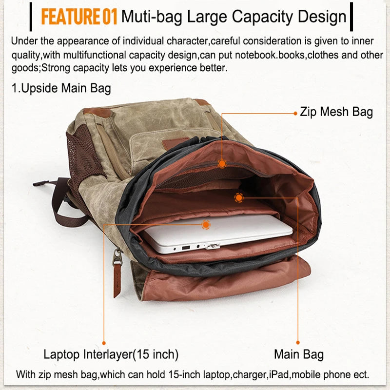 Large Waterproof Camera Backpack with Laptop Compartment