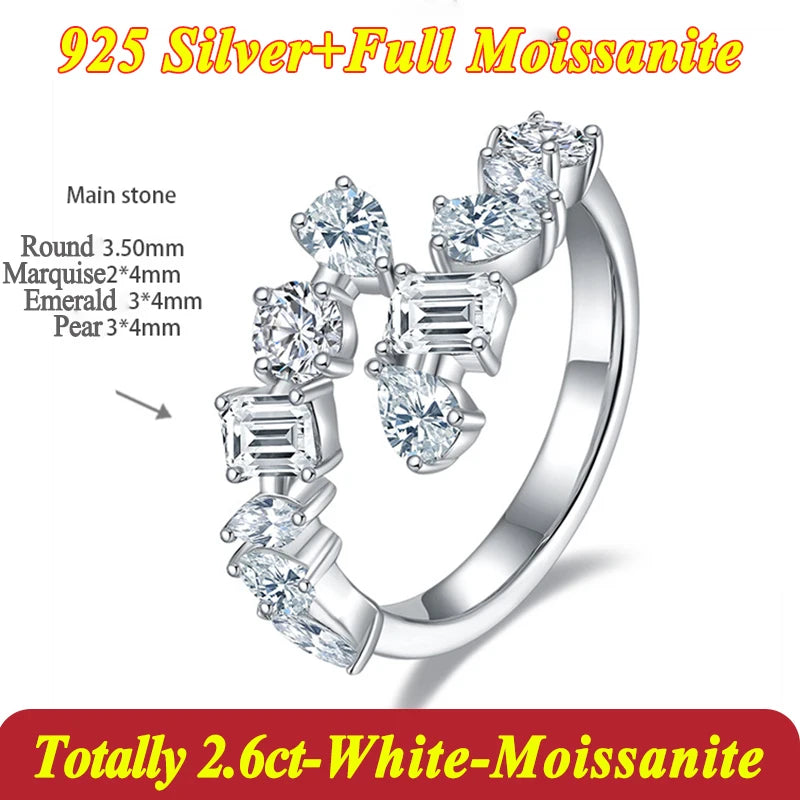 Elegant 925 Silver Moissanite Ring 2.6ct Size 7