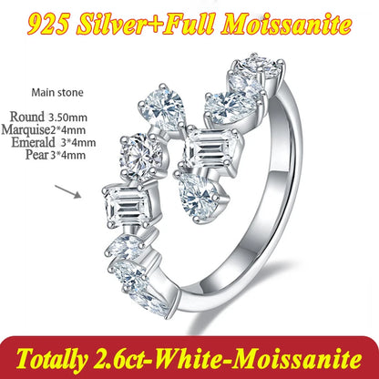 Elegant 925 Silver Moissanite Ring 2.6ct Size 7