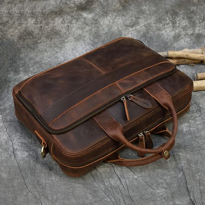 40cm Leather Office Bag Casual Laptop & Document Carrier