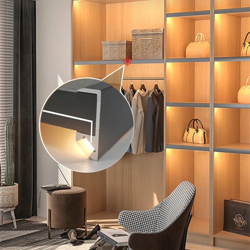 Recessed Closet Layer Strip Lights Silver 10pcs