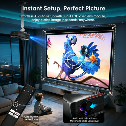 4K Supported 1080P Home Theater Projector with Bluetooth