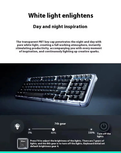 Wireless Mechanical Gaming Keyboard RGB Rechargeable Grey