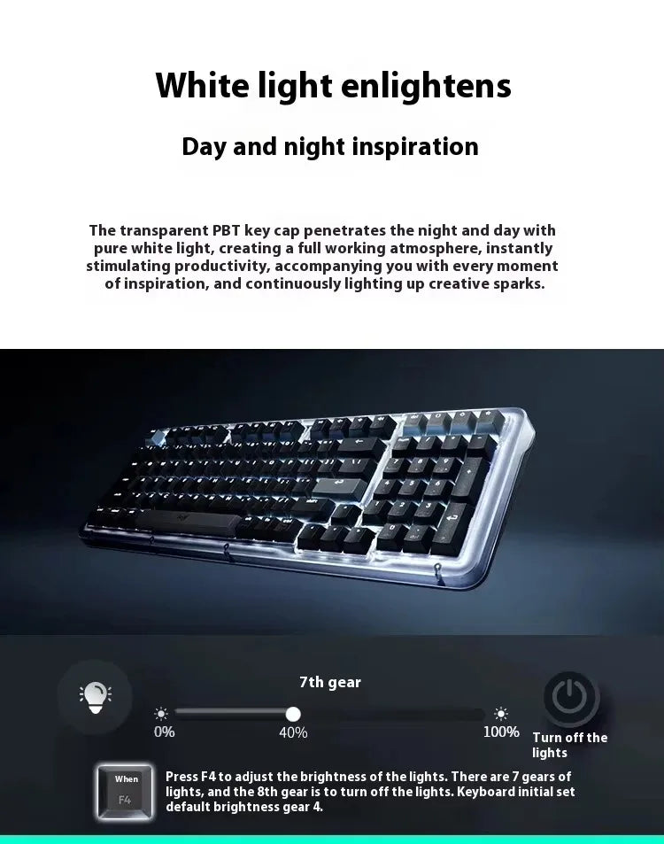 Smart Mechanical Keyboard Wireless RGB Backlit Gaming Purple