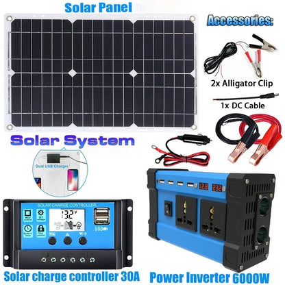 6000W Solar Inverter Kit 600W Panel 12V Battery System