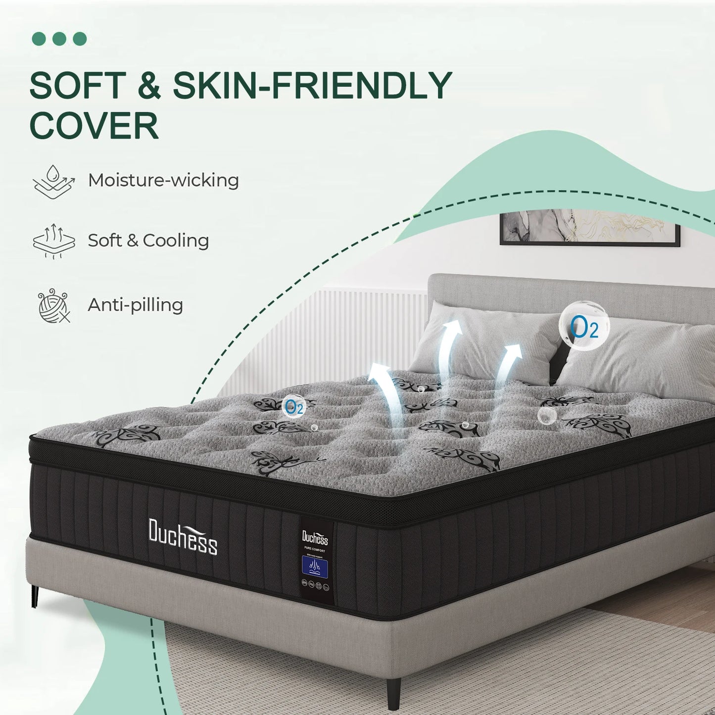 Queen Euro Top Pocket Spring Mattress 34cm Medium Firm King