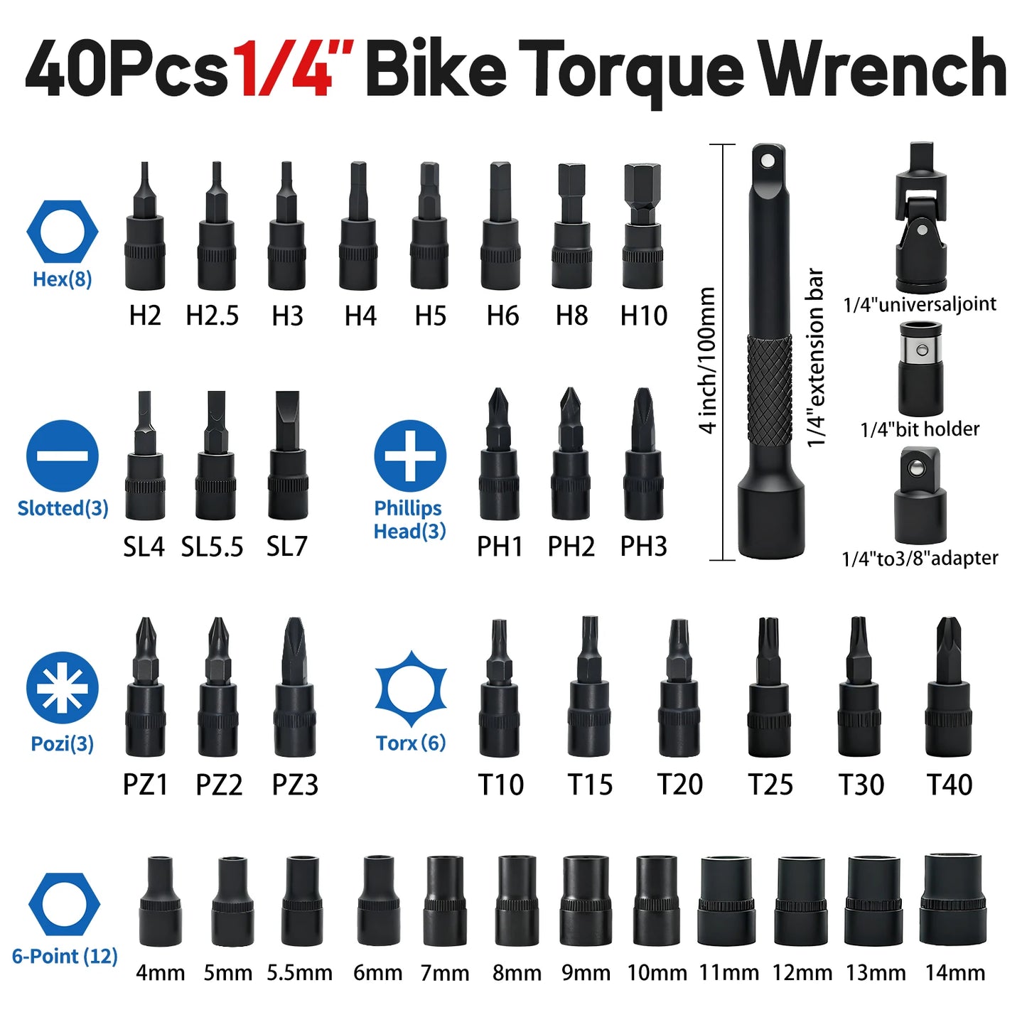 Professional Bicycle Torque Wrench Set 40 Piece
