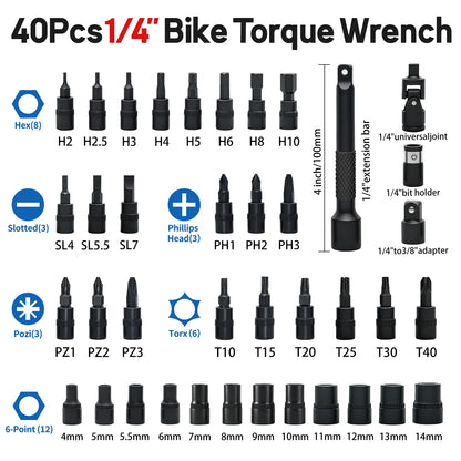Professional Bicycle Torque Wrench Set 40 Piece