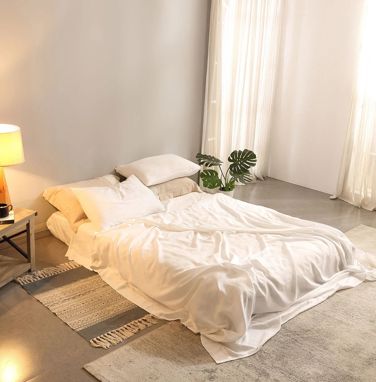 Bleach King Size Linen Sheet Set 4 Piece Deep Pocket