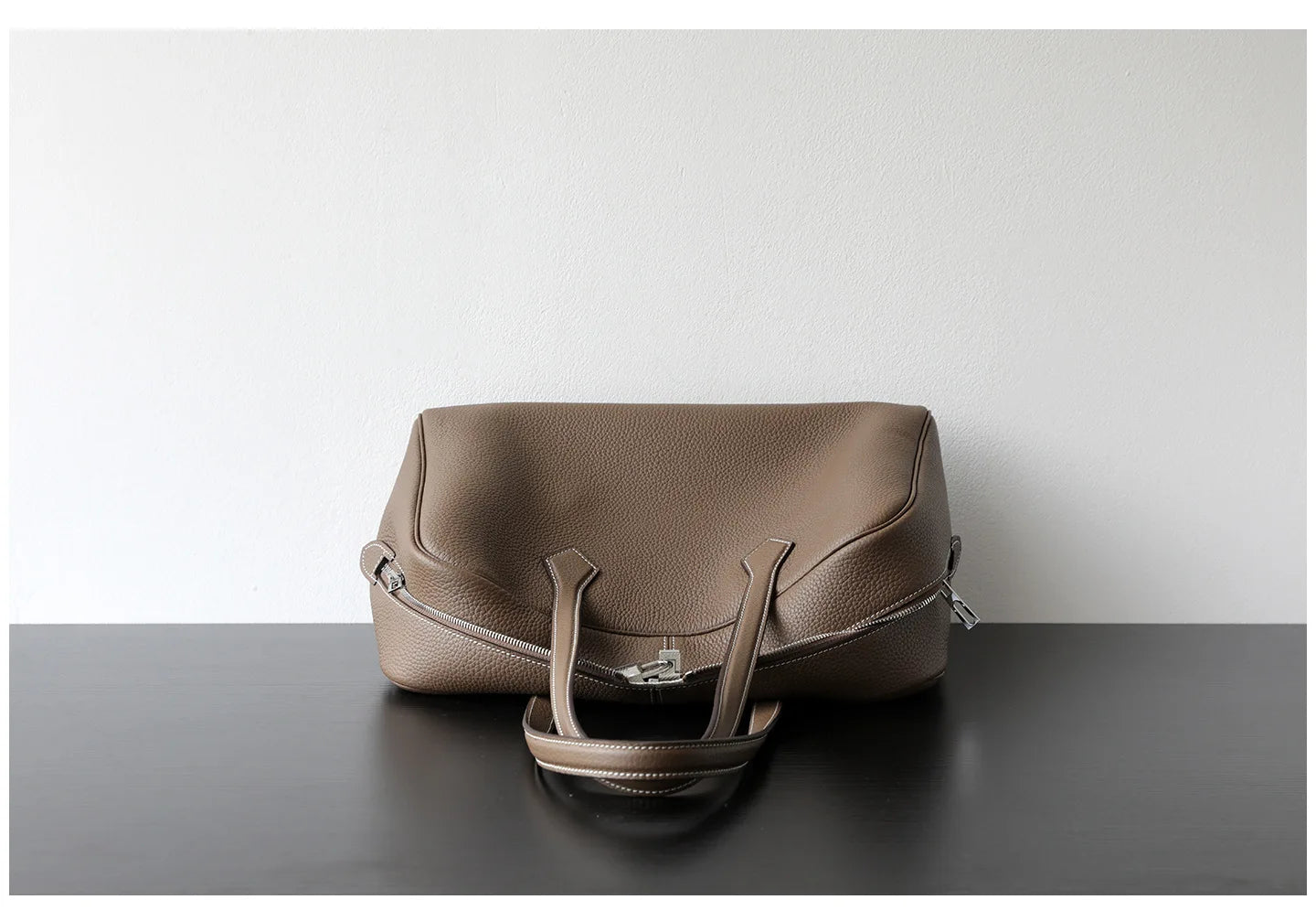 Women’s Leather Laptop Tote Bowling Work Handbag Khaki