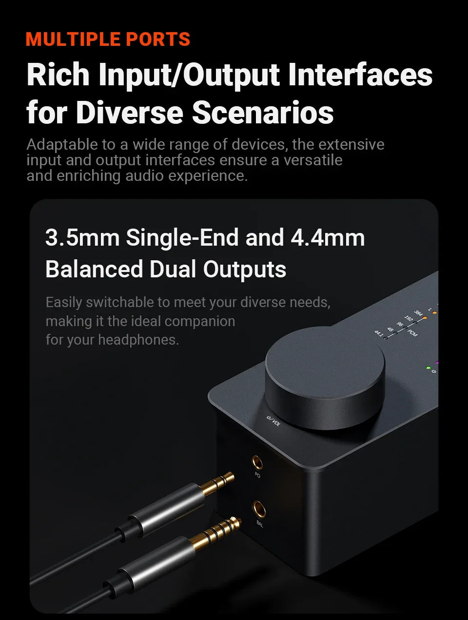 Portable USB Audio Amplifier with DAC and Headphone Amp Orange